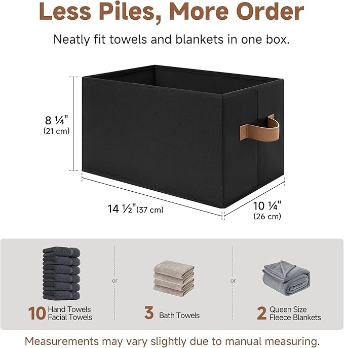 StorageWorks Storage Bins for Shelves, Closet Organizers and Storage Baskets, Fabric Clothes Organizer, Foldable Laundry Baskets, Black, 3-Pack, Large - Image 4