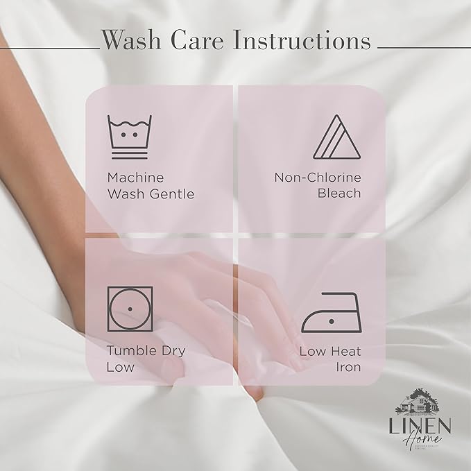 Linen Home 100% Cotton Percale Sheets Twin XL Size, Mauve Lavender, Deep Pocket, 3 Pieces Set - 1 Flat, 1 Deep Pocket Fitted Sheet and 1 Pillowcase, Crisp Cool and Strong Bed Linen