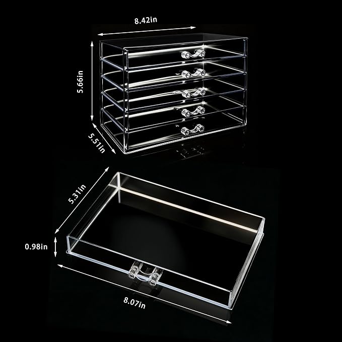 Clear Acrylic Jewelry Storage Box, Earring Jewelry Organizer with 5 Drawers, 5-Layer Jewelry Box for Women, Earring Display Holder for Earrings Ring Bracelet Necklace Transparent Display Storage Case - Image 2