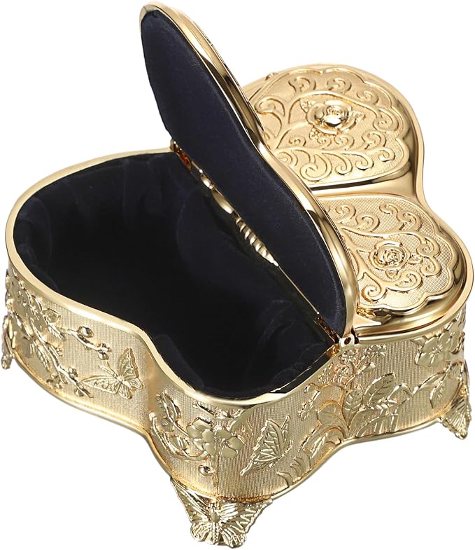 Hipiwe Decorative Jewelry Storage Box Gold Trinket Box for Necklace Ring Earrings Organizer Treasure Keepsake Holder for Women, Medium - Image 9