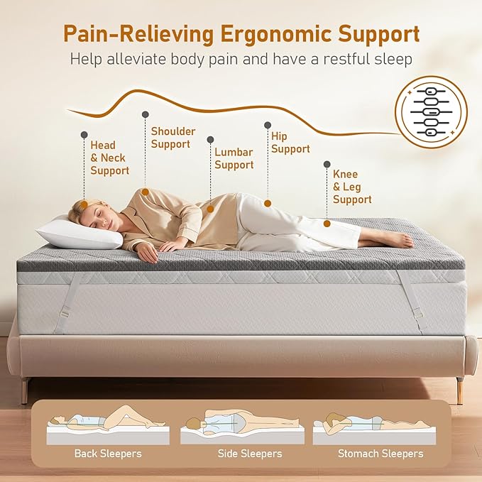 Extra Firm Mattress Topper Twin-XL: 3 Inch Dual Firmness Firm & Extra Firm Mattress Pad, High Density Support for Back Pain, Removeable Washable Zipper Cover, CertiPUR-US Oeko-TEX Certified, 80x38