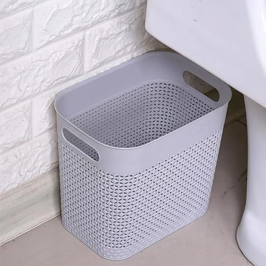 UUJOLY Plastic Small Trash Can Wastebasket, Garbage Container Basket for Bathrooms, Laundry Room, Kitchens, Offices, Kids Rooms, Dorms, (Grey, 2 Pack/3 gallons) - Image 2