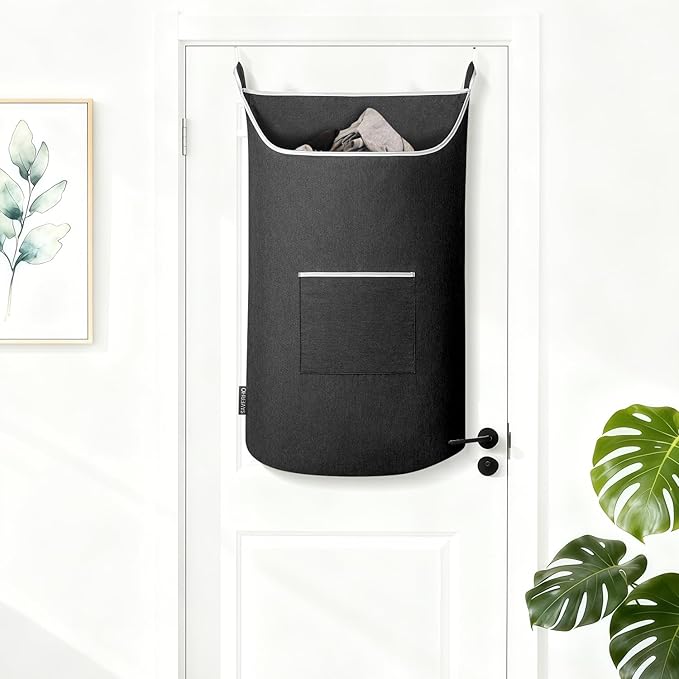 SAVERHO Black Hanging Laundry Hamper Bag, XL Door Hanging Hamper with Large Openging Laundry Hamper Storage Bag Large Size 36X22 Inch (Black) - Image 4
