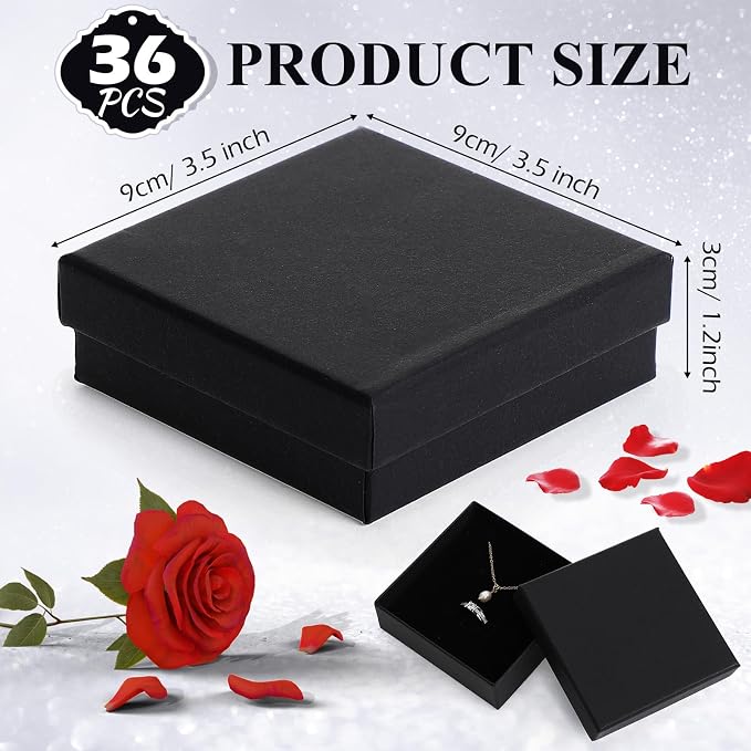 Batiyeer 36 Pcs Cardboard Jewelry Gift Boxes Jewelry Boxes Packaging Small Earring Gift Box with Lids for Necklace Ring Bracelet Party - Image 2