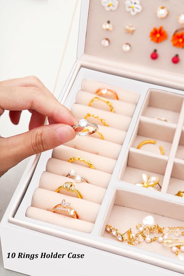 QBestry Girls Jewelry Box for Earrings Jewelry Organizer Box Teen Girls Earrings Organizer Jewelry Box Earring Holder Organizer Stud Earring Box for Girls Womens Jewelry Case Organizer White - Image 7