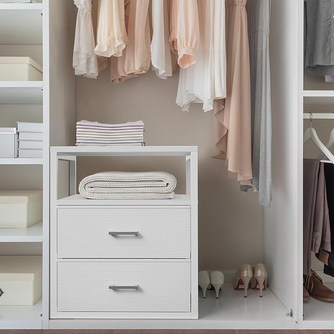 BOLUO White Closet Drawers with Open Shelf for Closet Organizers and Storage Bedroom Dorm Modern Large - Image 5