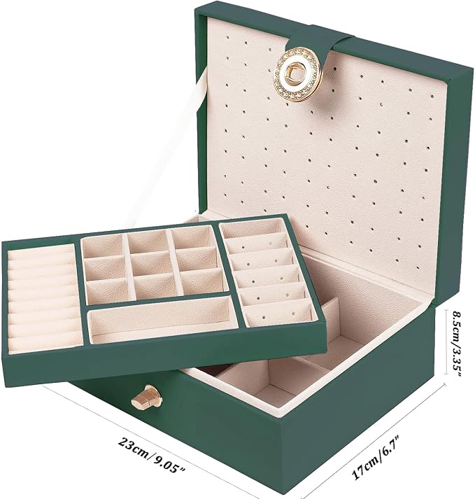QBestry Womens Earrings Jewelry Box for Girls Jewelry Earring Organizer Box Earring Holder Organizer for Girls Jewelry Organizer Boxes for Women Girls Stud Earrings Organizers Jewelry Box Green - Image 7