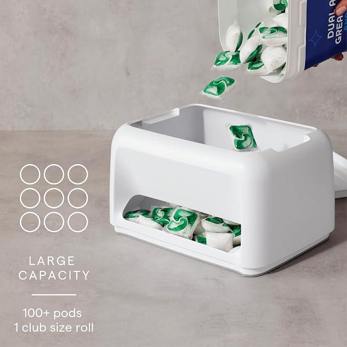 YouCopia SinkSuite Bag & Pod Dispenser, Standing Garbage Bag and Dishwasher Pod Organizer with Removable Lids for Storage, Speckled White - Image 2
