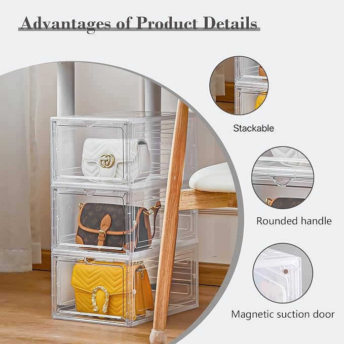 LXLXXL Storage Bins with Lids, 9 Pack Plastic Storage Containers with Magnetic Door, 19 Qt Stackable Clear Storage Box for Home, Office Organizing - Image 2