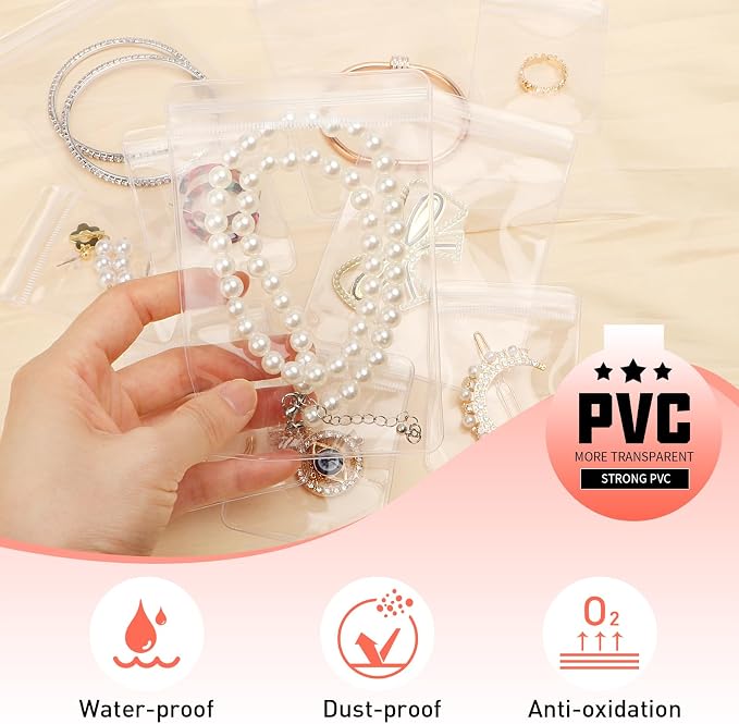 17Dec 50 Large Plastic Jewelry Bags with Zipper, Clear Anti Tarnish Jewelry Bags for Small Business - Image 4