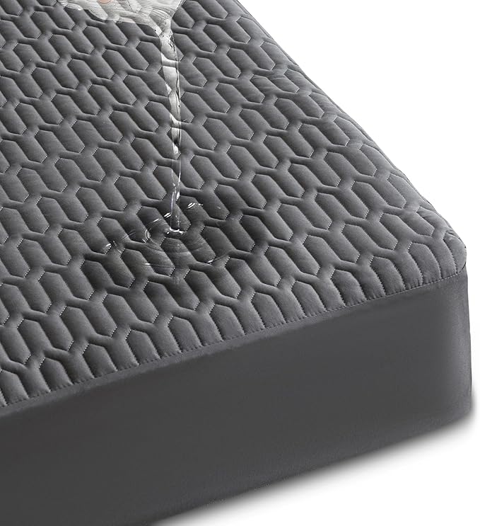 Waterproof Mattress Protector Queen Size, Mattress Pad Cover with Deep Pocket Fitted Up to 6"-18" Depth, Noiseless Soft Breathable Bed Mattress Cover Washable, Gray