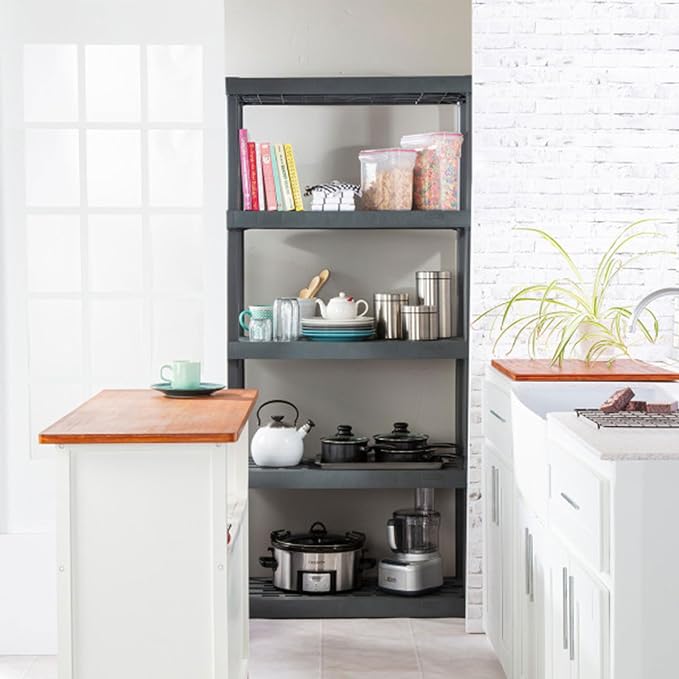 Sterilite 5 Shelf Unit, Heavy-Duty Shelving Storage Rack for Home and Garage, Gray - Multipurpose Plastic Organizer Shelves for Smart Organization - Image 5