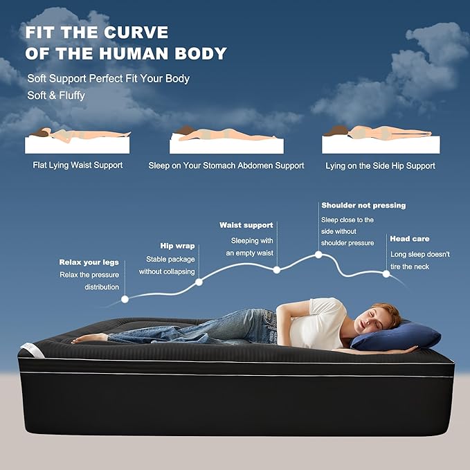 BEDLORE Twin Mattress Topper, Thick Pillow Top Pad for Back Pain Relief, Soft Mattress Cover with Deep Pockets 6-15 inch(Black)