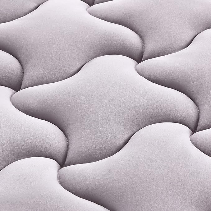 SLEEP ZONE Queen Size Mattress Pad, Cooling Mattress Topper, Quilted Fitted Mattress Cover, Machine Washable Mattress Protector, Soft Fluffy Down Alternative, Deep Pocket 8~21 inch (Grey, Queen)