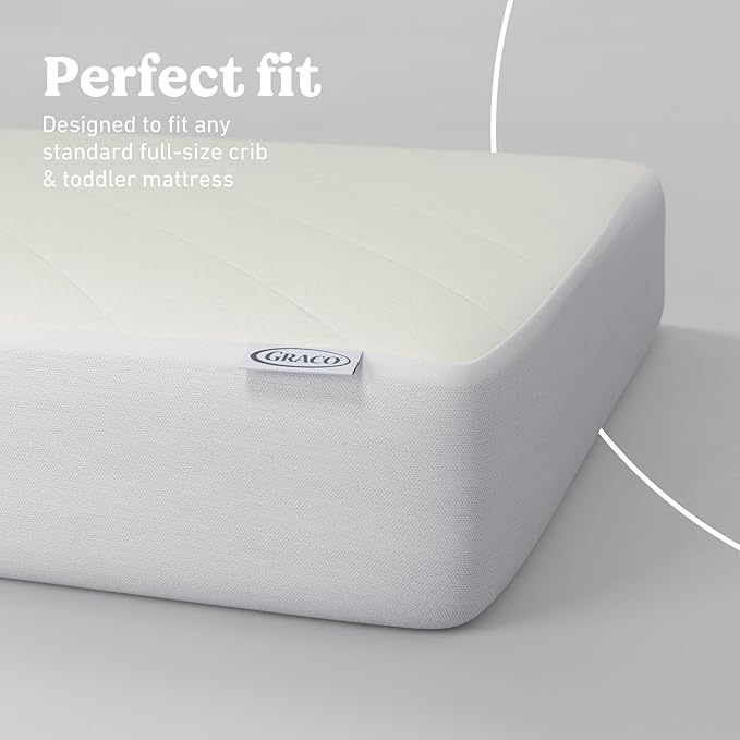 Graco Premium Waterproof Crib and Toddler Mattress Protector (1 Pack) – GREENGUARD Gold Certified, Machine-Washable & Dryer-Friendly, Waterproof Sleep Surface, Fits Baby Crib & Toddler Bed Mattress