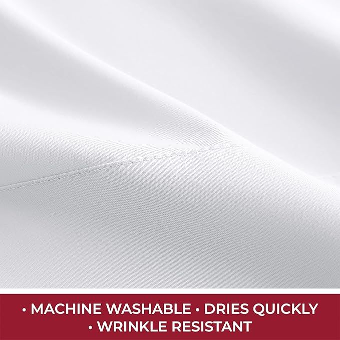 Mellanni RV Short Queen Sheets - 4 PC Iconic Collection Bedding - Hotel Luxury, Extra Soft, Cooling Bed Sheets - Deep Pocket up to 10 inch (RV/Short Queen, White)