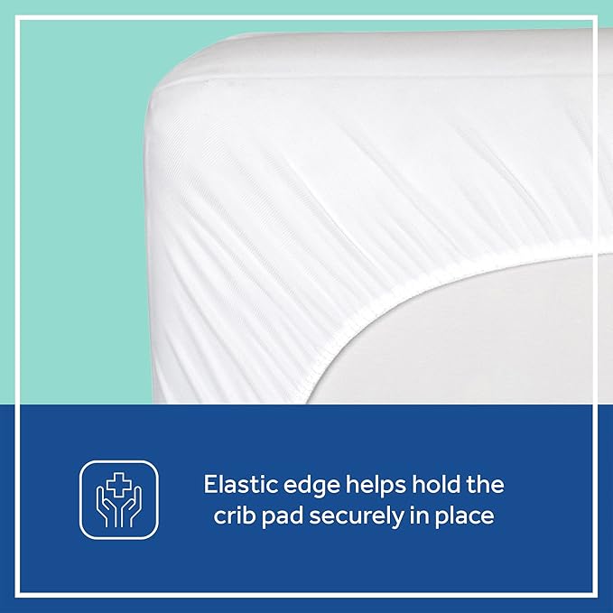 Sealy Baby Allergy Protect Antimicrobial Crib Mattress Protector Pad, Fitted Toddler Bed Cover, Protective Sheet for Boys & Girls Bedding, Waterproof, Machine Washable / Dryer Friendly, 52x28" - White