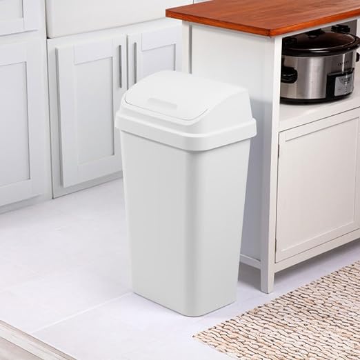 Sterilite 16 Pack Kitchen Garbage Trash Can with Plastic Swing Top, 13 Gal, White - Image 5