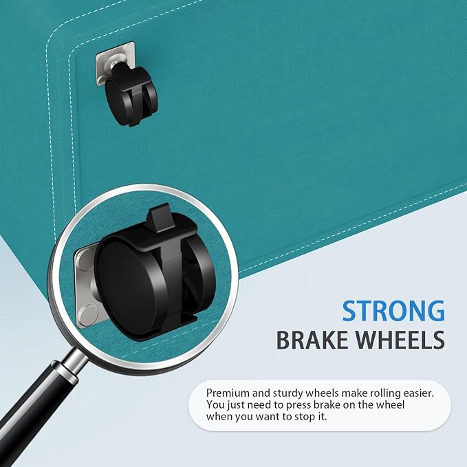 HomeHacks 90L Large Rolling Laundry Basket, Laundry Hamper with 4 Smooth Wheels, Collapsible Waterproof Clothes Basket, Freestanding Hamper with Handles for Bedroom/Dorm/Laundry Room (Green) - Image 5