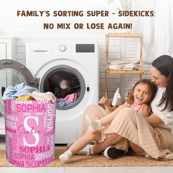 Custom Name Laundry Hamper, Personalized Laundry Basket with Name for Baby Boys Girls, Customized Collapsible Dirty Clothes Hamper Storage with Handles for Bedroom Bathroom Dorm Room Decor - Image 6
