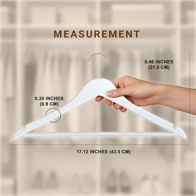 Utopia Home Premium Wooden Hangers 30 Pack - Durable & Slim Coat Hanger - Suit Hangers with 360-Degree Rotatable Hook - Wood Hangers with Shoulder Grooves (White Color) - Image 2