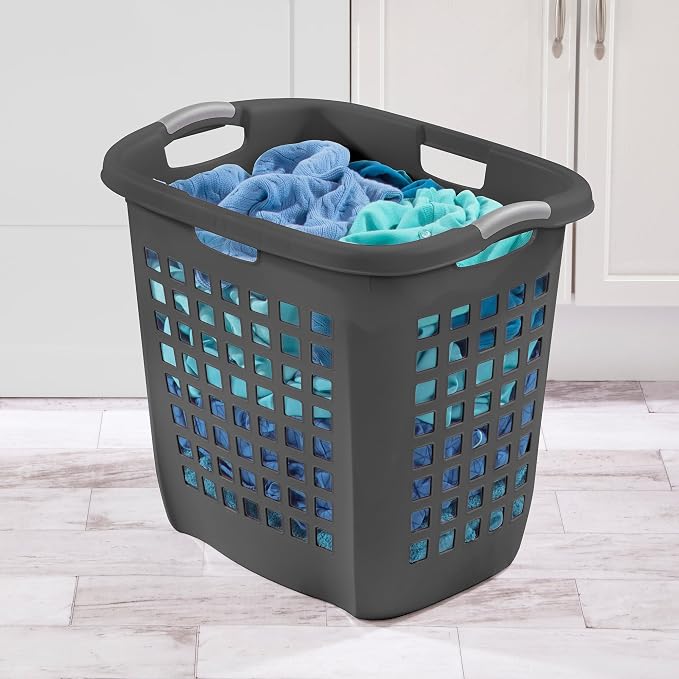 Sterilite 4-Pack 2.1 Bushel Ultra Easy Carry Hamper, Laundry Basket Organizer, Flat Gray - Large Plastic Clothes Bin for Home, Dorm, Bathroom, and Bedroom Organization - Image 4