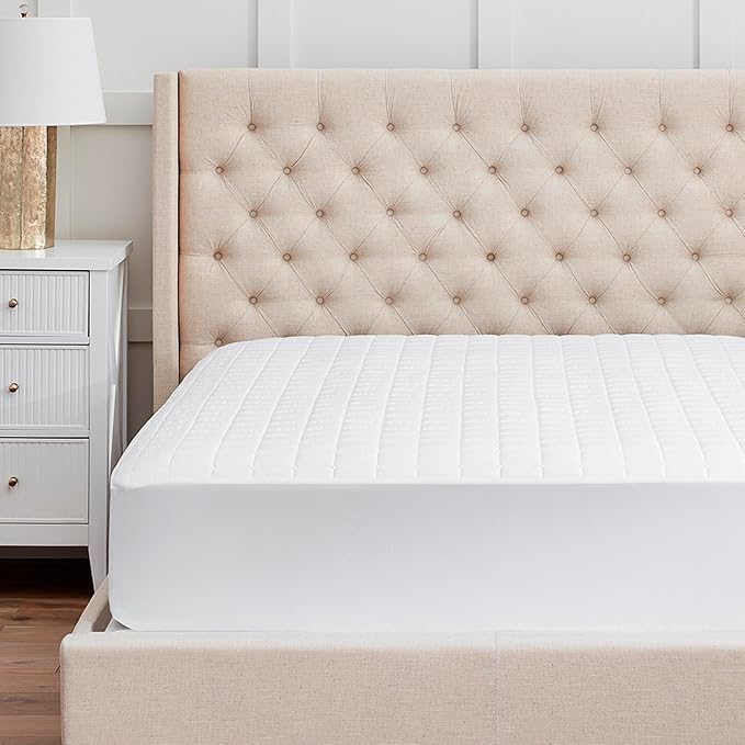 Boll & Branch Mattress Protector - Twin Size, White Cover - 1 Fitted Protector Included -Padded Fill, Soft, and Breathable - Hypoallergenic and Safe for Sensitive Skin