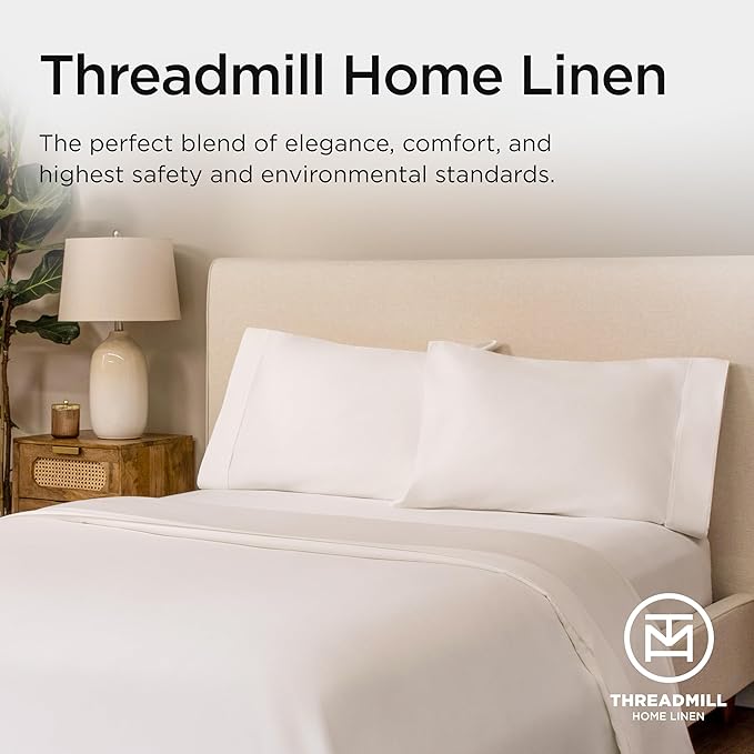 Threadmill Luxury Supima Cotton Sheets, Luxury 1000 Thread Count 100% Soft 100% Soft Cotton Sheets for Full Size Bed, 4 Pc White Bed Sheets Full Set, 5-Star Hotel Quality Deep Pocket Bed Sheets Set