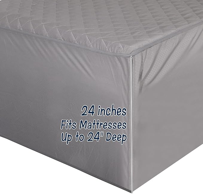 Queen Mattress Pad Soft Quilted Air Mattress Topper, Breathable and Noiseless Mattress Cover with Deep Pocket Fits up to 23 Inch Mattress, Grey