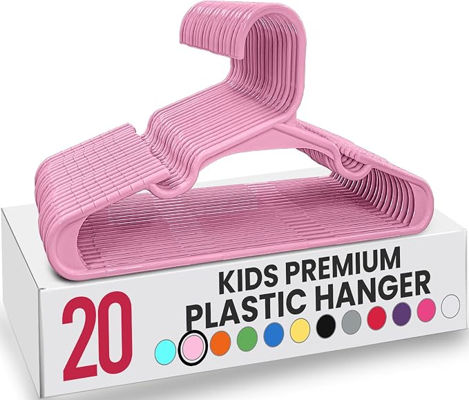 Utopia Home 20 Pack Kids Hangers - 11.5 Inch Plastic Baby Hangers for Closet - Children Hanger for Clothes - Infant Hanger for Closet - Everyday Standard Use (Baby Pink) by UTOPIAHOME