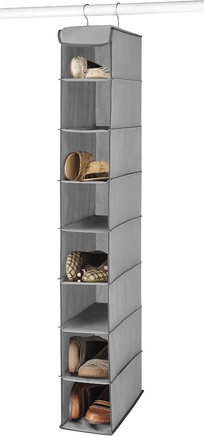 Whitmor Hanging Shoe Shelves - 8 Section - Closet Organizer - Grey - Image 4