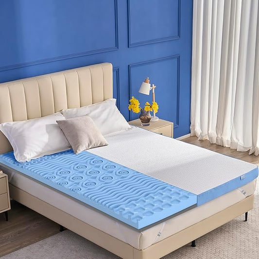 Extra Firm Mattress Topper Full Size, 2026 Upgraded 3 Inch 7-Zone Egg Crate Cooling Gel Memory Foam Bed Topper for Pressure Relief and Back Pain, Bamboo Charcoal Mattress Pad, Washable Cover