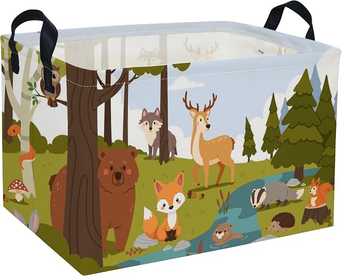 Rectangular Kids Baskets Animal Basket Cute Storage Bins Organizer Box Boys Room Decor for Home.(Green animal) by DDBASKET