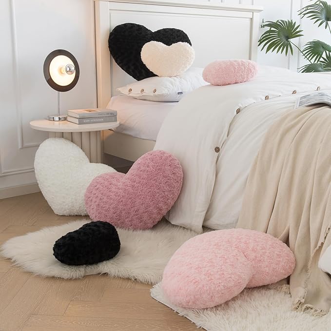 Heart Pillow, Soft Heart Shaped Pillow with Room Decorative Throw Pillows for Bed Couch Chair Sofa, Heart Shaped Cute Throw Pillow Cushion for Bedroom Living Room (Pink, Large 19.6" x 15.7")