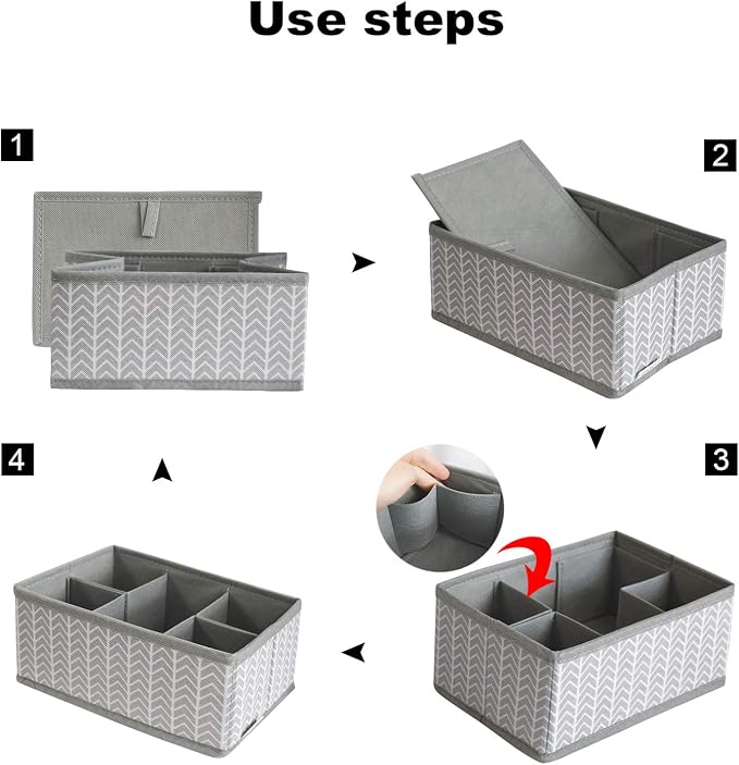 VERONLY Cosmetic Storage Bins Makeup Organizer, Adjustable Multifunction Storage Box Desk Drawer Divider for Makeup Brushes, Bathroom Countertop or Dresser, Set of 3 (Grey) - Image 4
