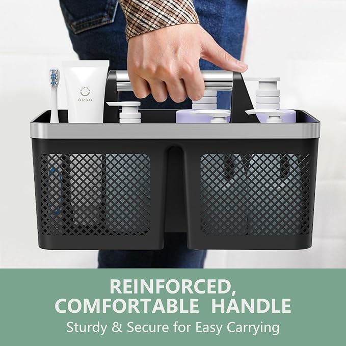 BYUNER 2Pack Shower Caddy Dorm: Portable Bathroom Caddy Organizer with Handle, Plastic Hard Shower Basket Storage Tote for Toiletry, Drainage, College Dorm Room Essentials, Black - Image 7