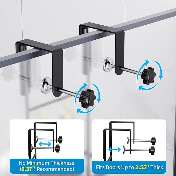 KEGII Shower Organizer Hanging Over the Door, 3 Tier Large Capacity Shower Caddy with 2 Soap Holders & Razor Holders, 18 Hooks & 4-in-1 Dual Hooks, Adjustable Rustproof Bathroom Rack, Black - Image 4