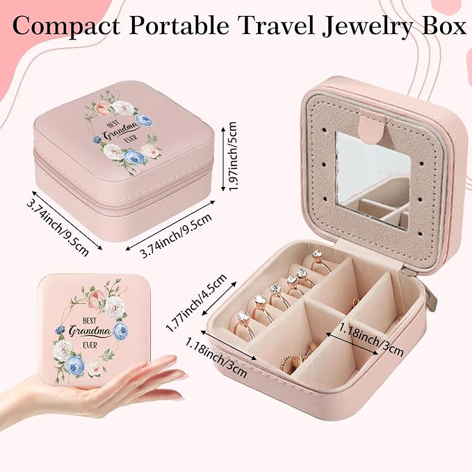 Grandma Gifts Best Grandma Ever Jewelry Box Valentines Mothers Day Christmas Birthday Gifts for Grandmas Granny Nana Mimi Gigi Grandmother Gift Pink Portable Travel Jewelry Case Organizer - Image 2