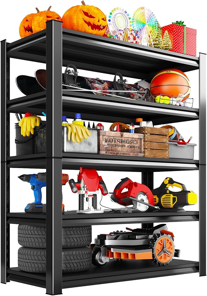 Garage Storage Shelves 5-Tier,Garage Storage System Shelves Adjustable,Storage Shelving for Basement,Pantry,Kitchen,Warehouse (1, 72" H x 39.3" W x 14" D) by LBVSKKSteelProducts