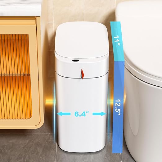 funest Bathroom Trash Can with Lid, Automatic Motion Sensor Trash Can, 3.5 Gallon Garbage Can, Type-C Rechargeable, Bag-Holding Design, One-Pull Auto Packing, Quiet-Close Hinge for Bedroom, Office - Image 7