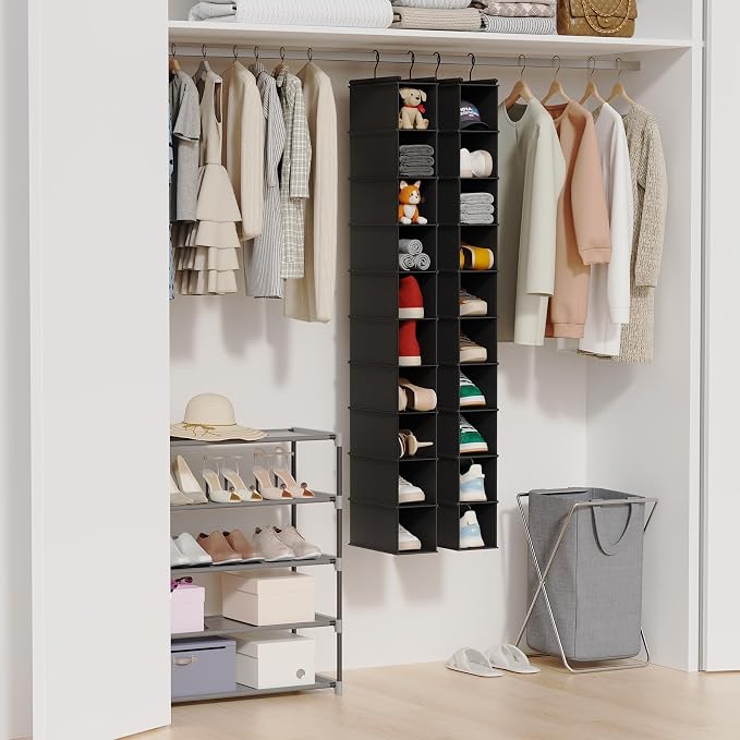 MAX Houser 10-Shelf Hanging Shoe Shelf Organizer, Hanging Shoe Storage for Closet,Pack of 2 (Black) - Image 6