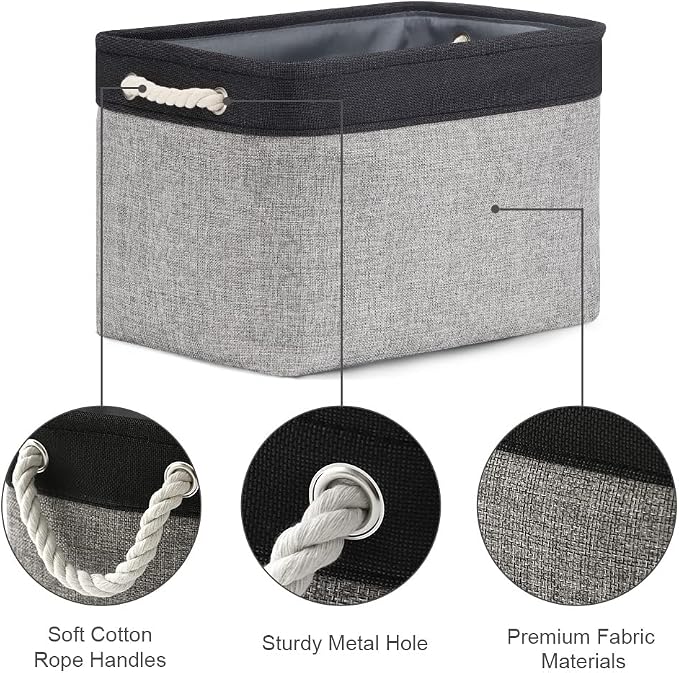 TheWarmHome Storage Basket for Organizing - 16x12x12 inch Cube Storage bin 3 Pack Fabric Storage Cubes, Collapsible Storage Box for Organizer Cloth Gift Toy Closet (Black & Grey) - Image 5