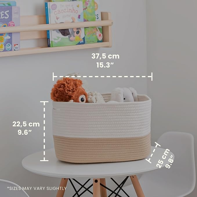 OrganiHaus Rope Baskets for Shelves - Set of 3 Woven Storage Baskets for Organizing, Closet & Toy Storage - Honey/Off-White - 15x9x10 - Image 2