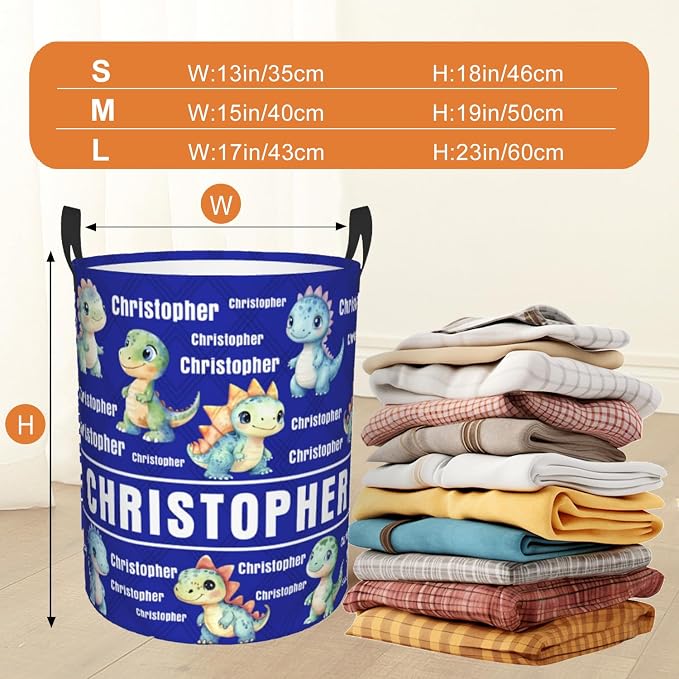 Custom Name Laundry Hamper, Personalized Laundry Basket with Name for Baby Boys Girls, Customized Collapsible Dirty Clothes Hamper Storage with Handles for Bedroom Bathroom Dorm Room Decor - Image 3