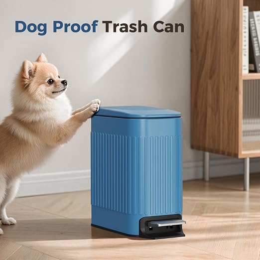 TrashAid Slim Bathroom Trash Can with Lid Soft Close, 6 Liter/1.6 Gallon Stainless Steel Small Garbage Can with Removable Inner Bucket, Step Pedal, Slim Wastebasket for Toilet, Office, Bedroom, Blue - Image 6