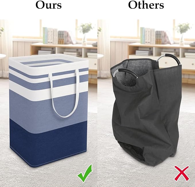 StorageRight Laundry Basket Hamper Large Collapsible Laundry Hamper with Easy Carry Handles，Freestanding Clothes Hampers for Laundry, Bedroom, Dorm, Clothes, Towels, 75L, Gradient Blue - Image 5