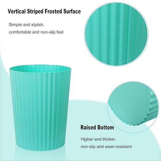 JiatuA Small Trash Can Plastic Wastebasket Round Garbage Container Bin for Bathroom, Kitchen, Bedroom, Home Office, College Dorm, Light Blue - Image 3