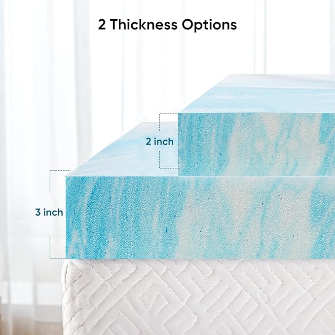 Marsail 3-inch Full Mattress Topper Memory Foam, Gel Infused Cooling Bed Topper, Soft for Sleeper Sofa, RV, Camper, CertiPUR-US Certified