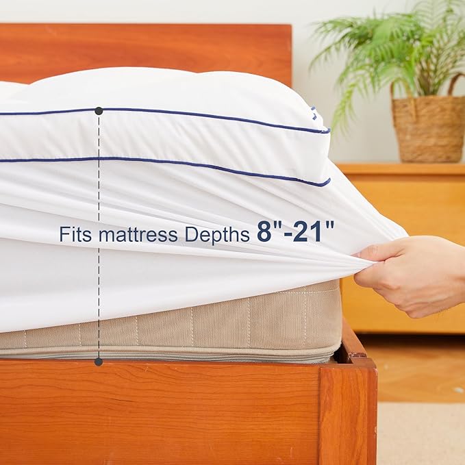 Belffin Pillow Top Mattress Topper Twin XL Size, Mattress Pad Cover 8-21 Inch Deep Pocket, Bed Mattress Protector for Back Pain Relief Soft Breathable Overfilled Down Alternative Filling, White