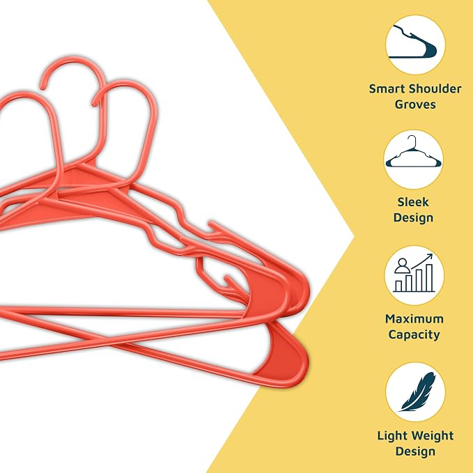 Lifemaster Plastic Clothes Hangers – Heavy Duty Hanger Set, for Organizing Clothes, Dresses, and Coat, Holds Up to 5 lbs, Space-Saving Hangers with Non-Slip Shoulder Grooves, Pack of 5, Dark Brown - Image 4